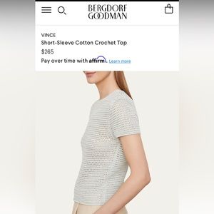 Vince. Short-Sleeve Cotton Crochet Top